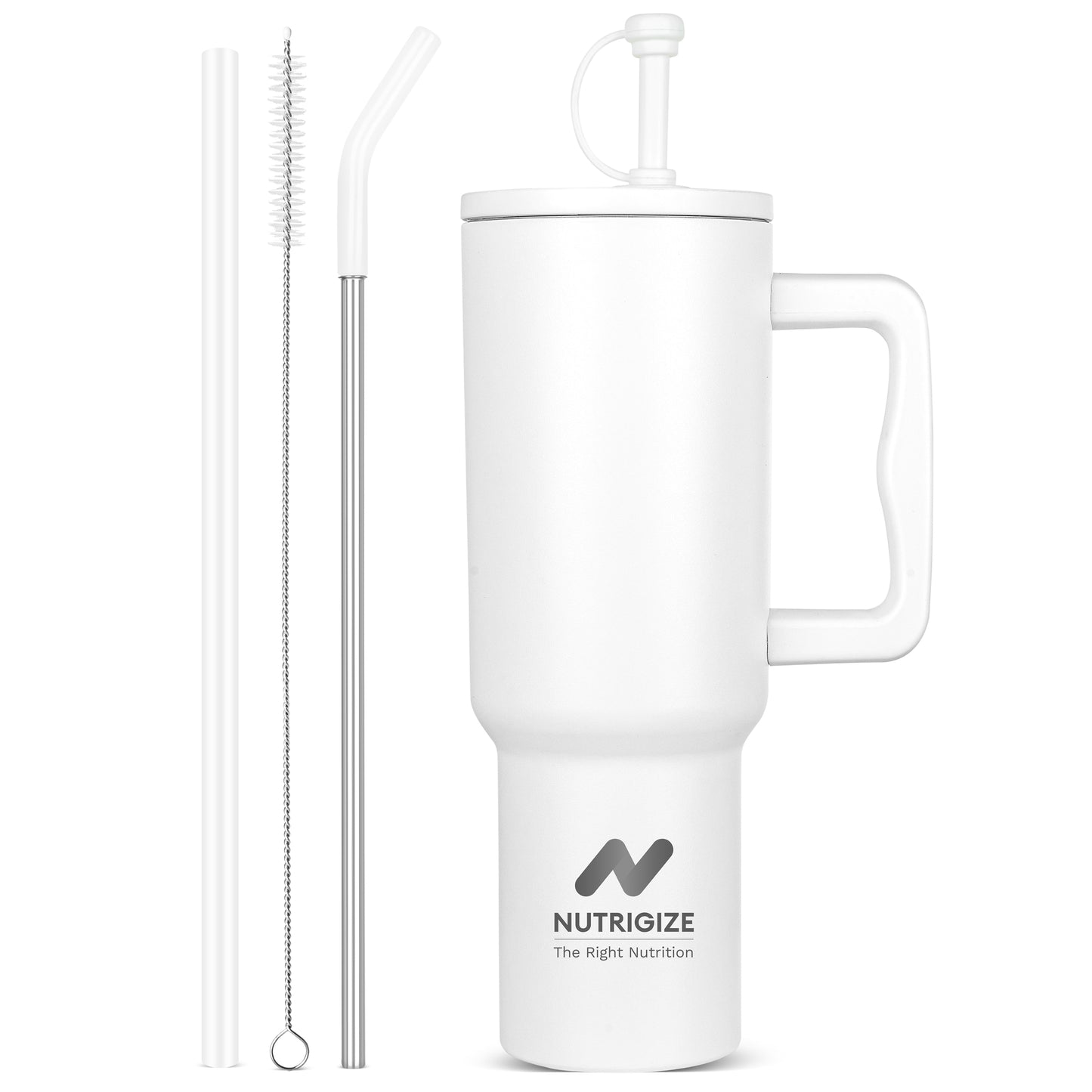Nutrigize Stainless Steel Tumbler with Straw & Cleaner (Hot & Cold), 1200 ml