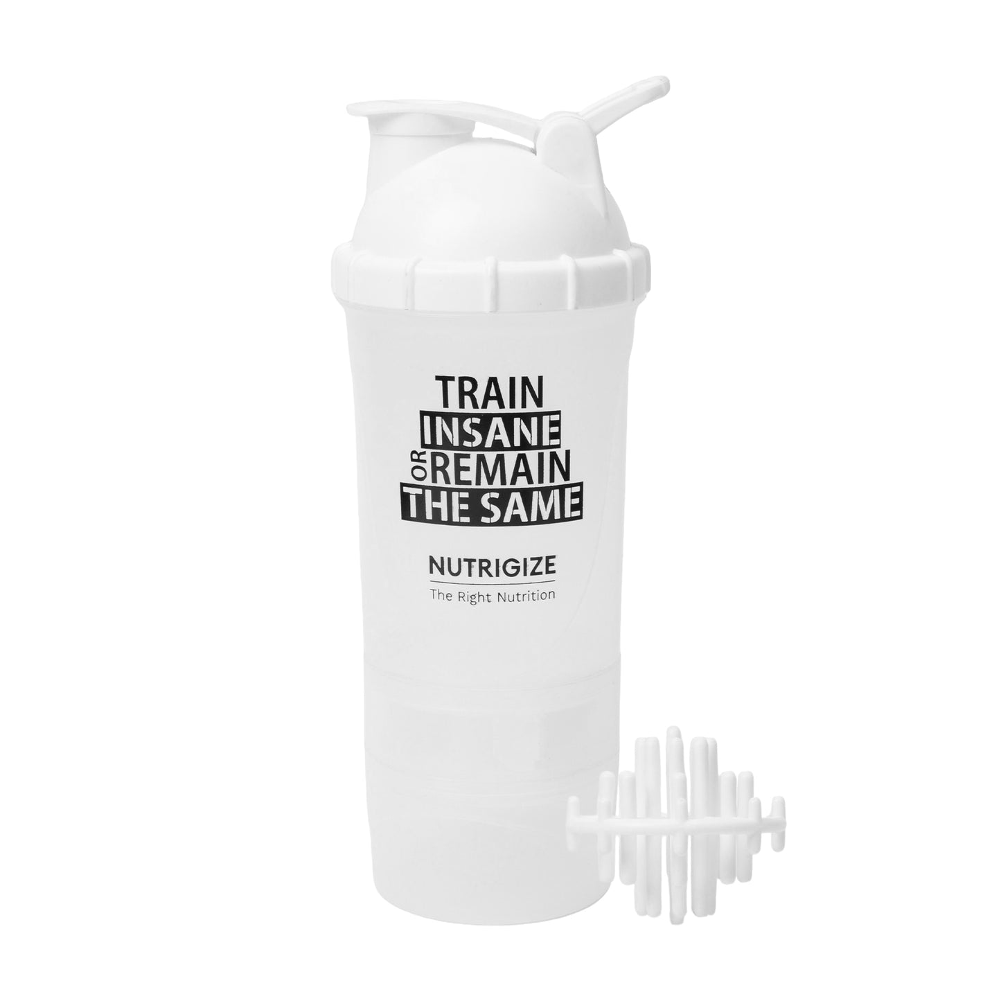 Nutrigize 3-Compartment Shaker Bottle with container For Pills And Powder, 600 ml
