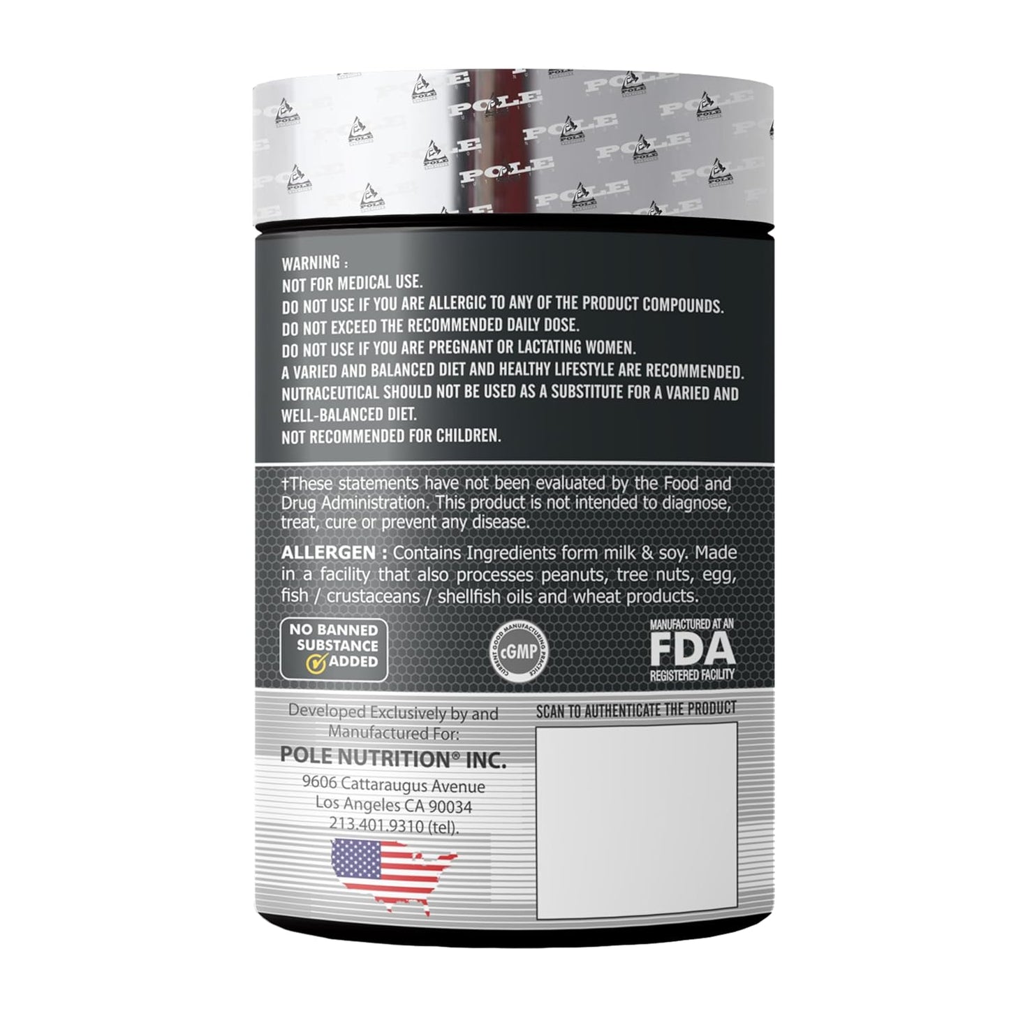 Pole Nutrition L Arginine 500mg, 100 capsules