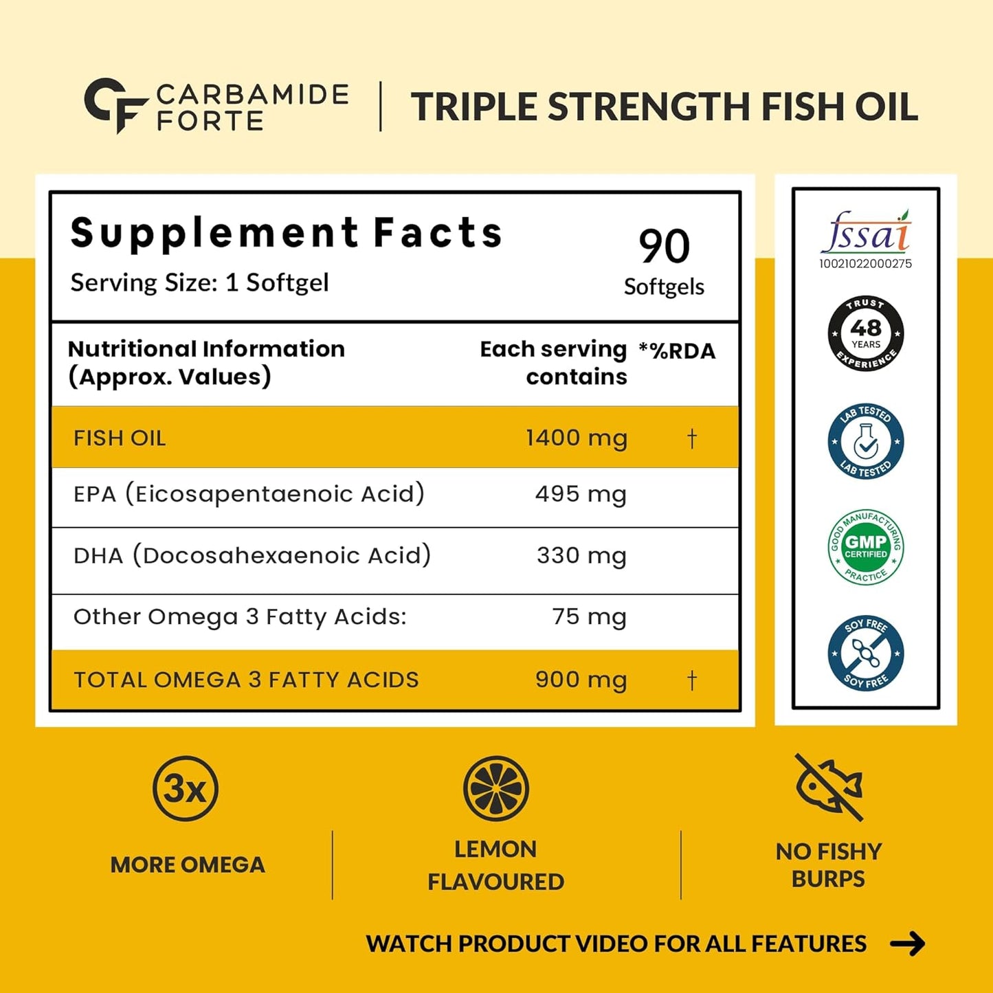 Carbamide Forte Triple Strength Fish oil Omega3 1400mg, 90 softgels
