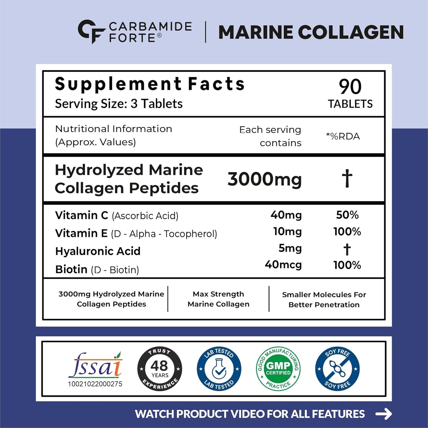 Carbamide Forte Marine Collagen for skin 3000mg, 90 tablets