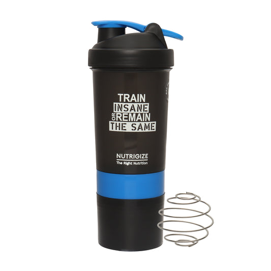 Nutrigize Protein Shaker bottle with 2 extra storage compartment (600 ml)
