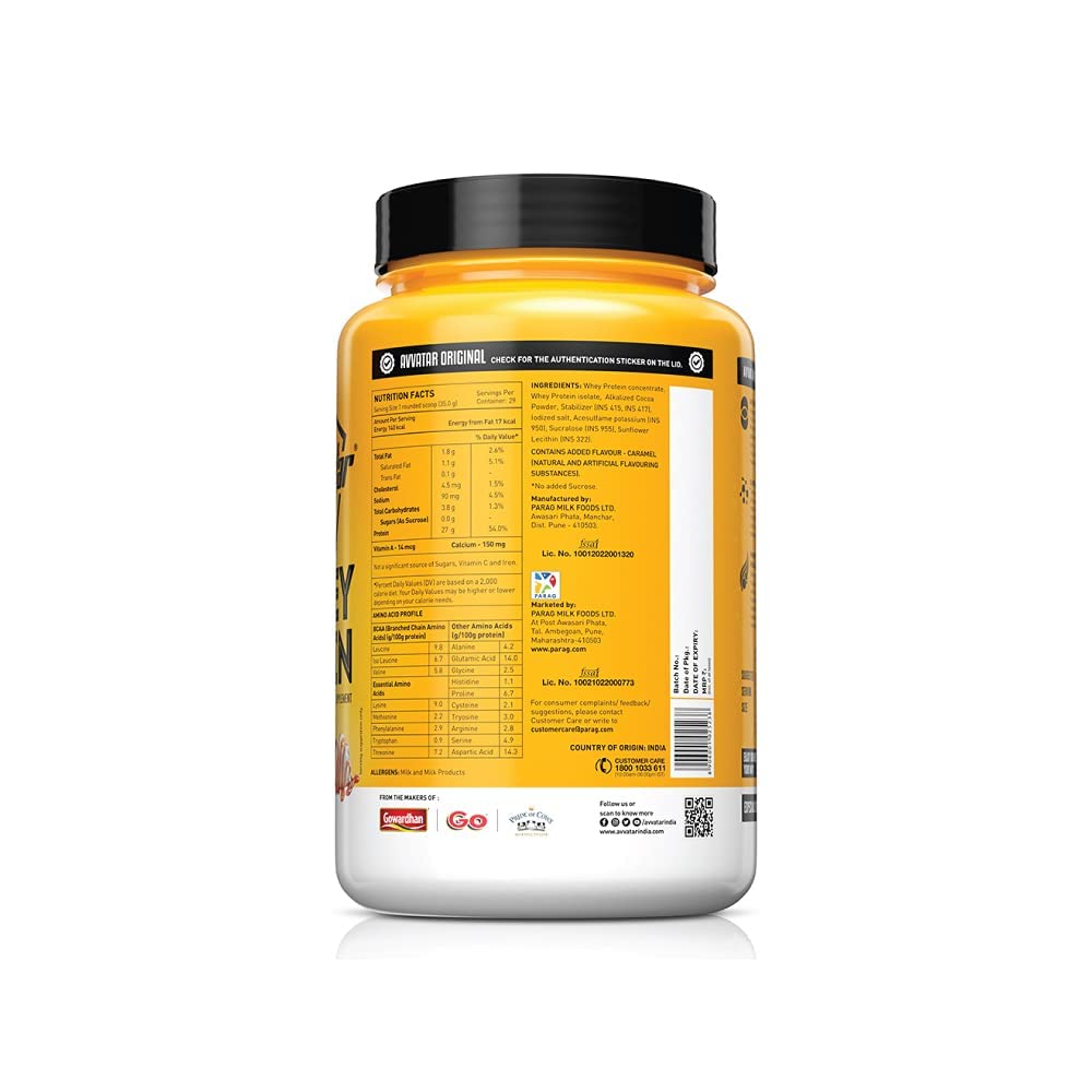Avvatar Whey Protein Powder, Isolate & Concentrate Blend, 1kg