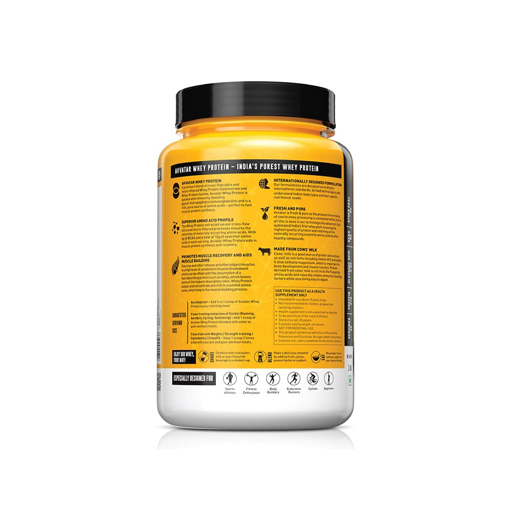 Avvatar Whey Protein Powder, Isolate & Concentrate Blend, 1kg