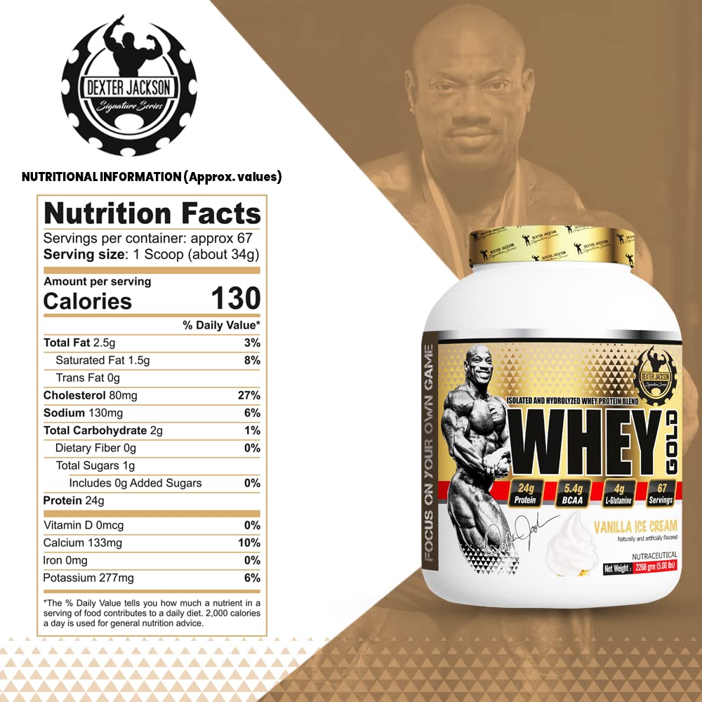 Dexter Jackson Isolate and Hydrolyzed Whey Protein blend Whey Gold, 2.27 kg, 5 lb