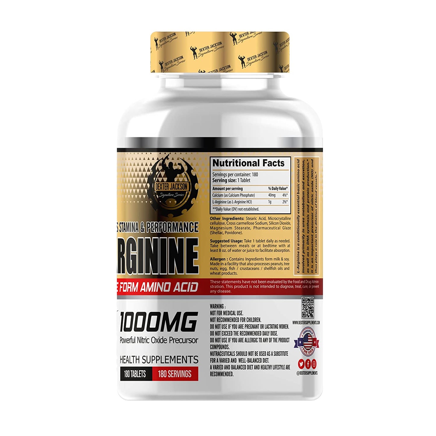 Dexter Jackson L-Arginine 1000 Mg 180 Tablets