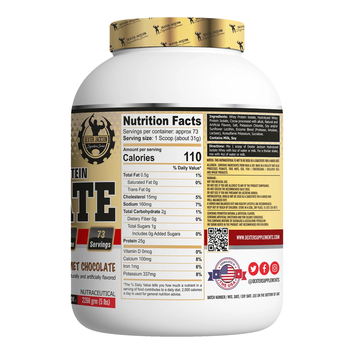 Dexter Jackson Hydrolyzed Whey Protein Isolate, 2.27 kg (5 lb)