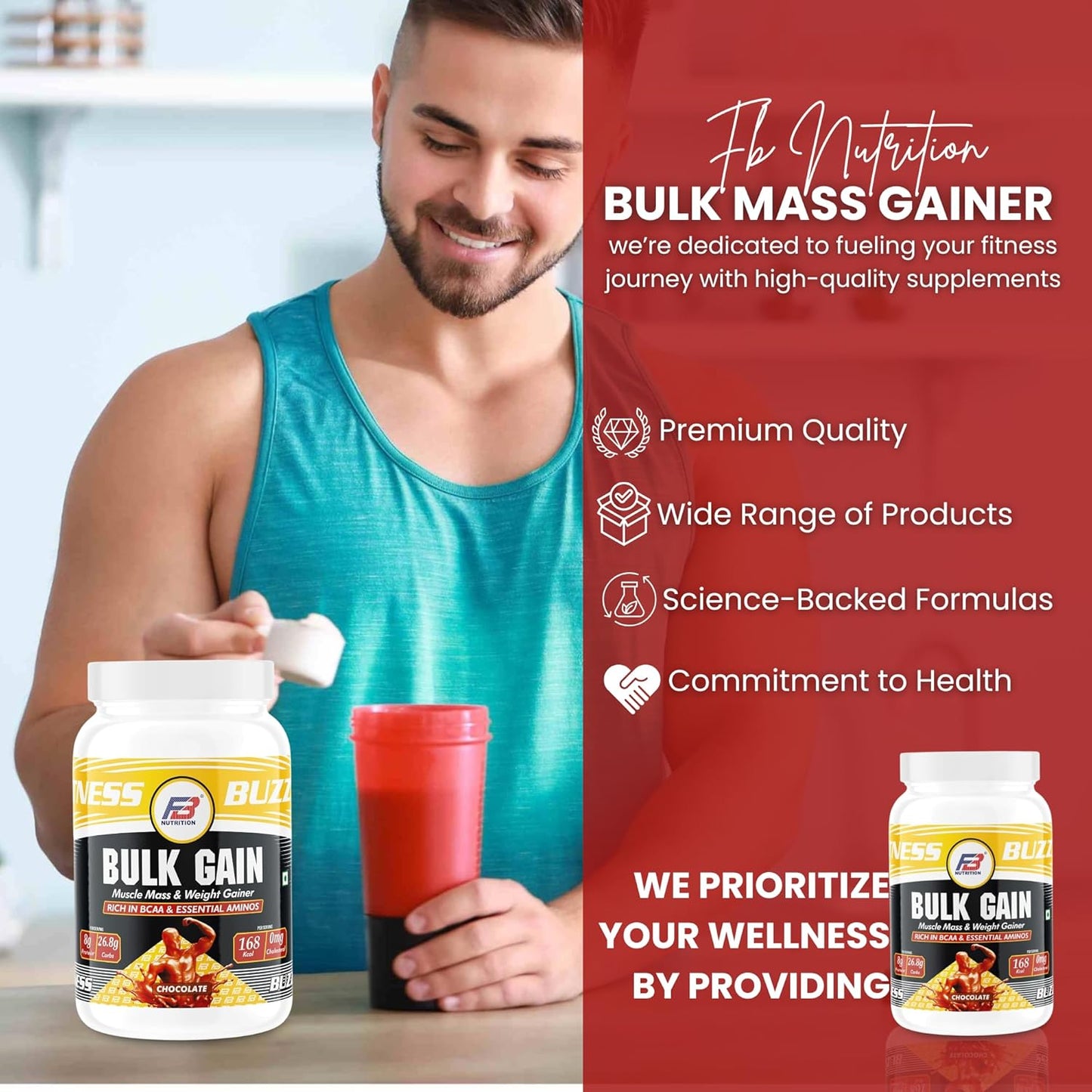 FB Nutrition Bulk Mass Gainer, 2.5kg, Chocolate