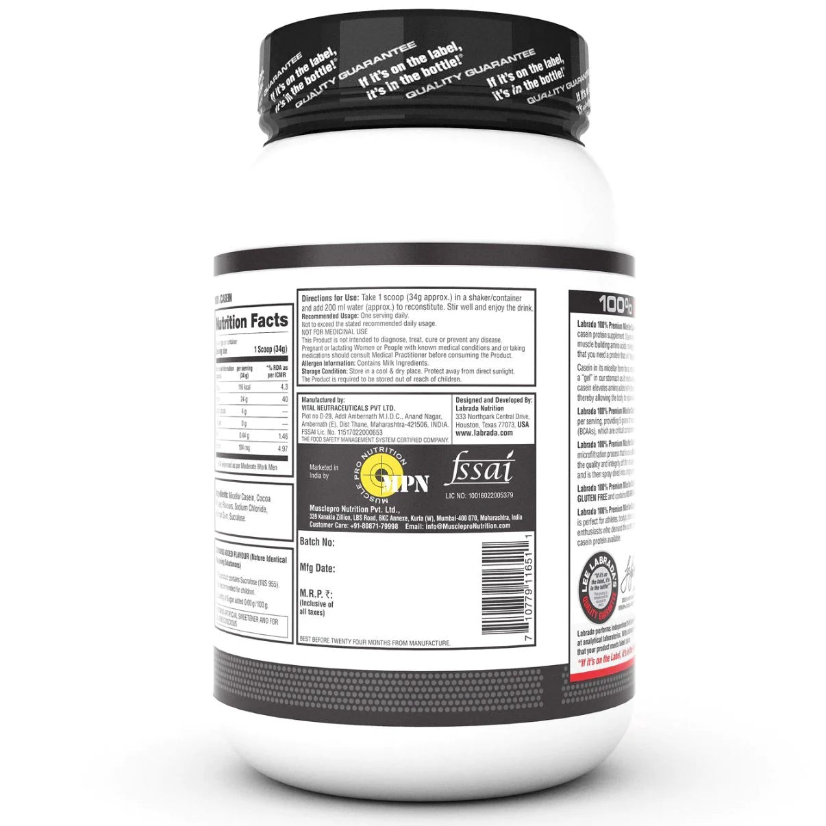 Labrada 100% Casein Micellar Casein Protein | 1kg