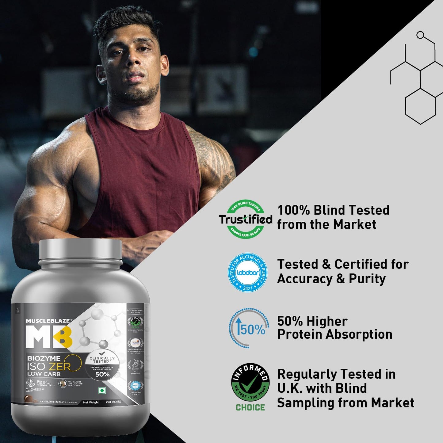 MuscleBlaze Biozyme Iso-Zero, 100% Pure Whey Protein Isolate