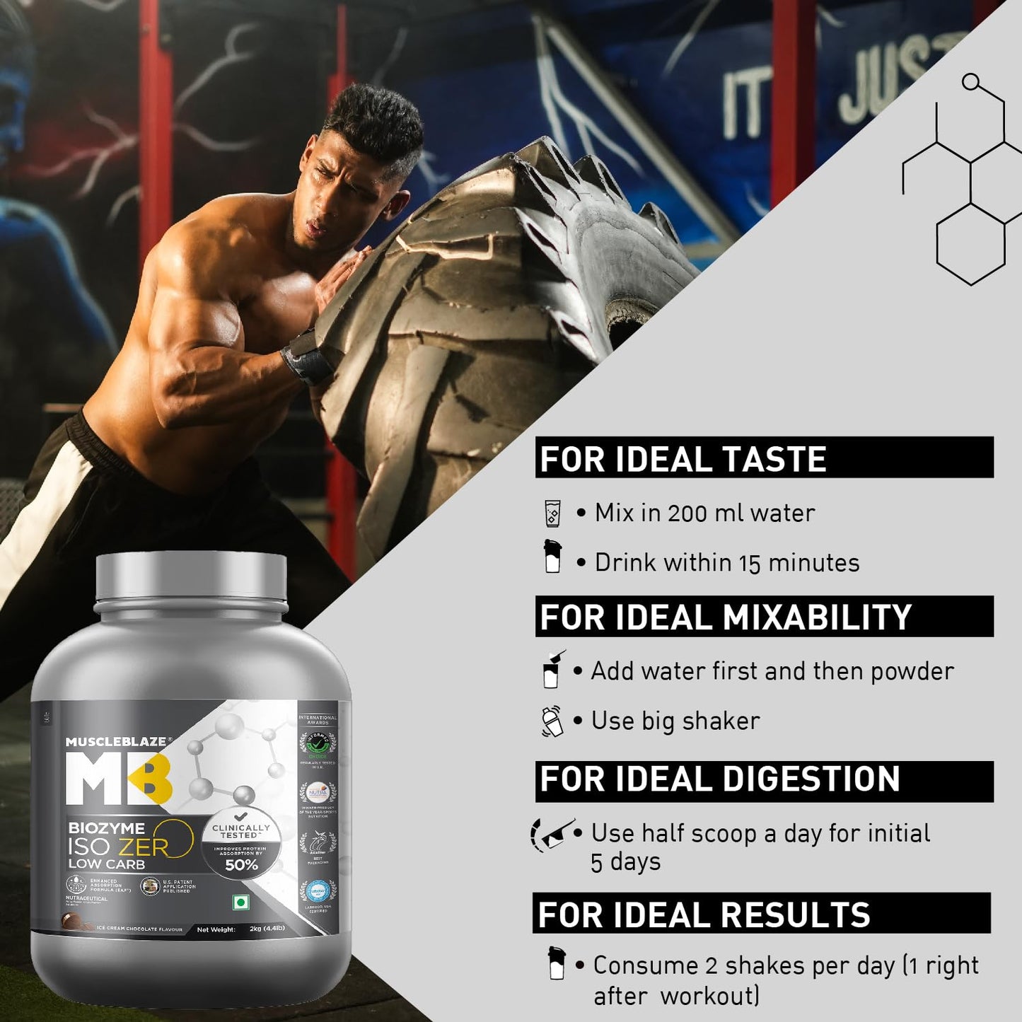 MuscleBlaze Biozyme Iso-Zero, 100% Pure Whey Protein Isolate