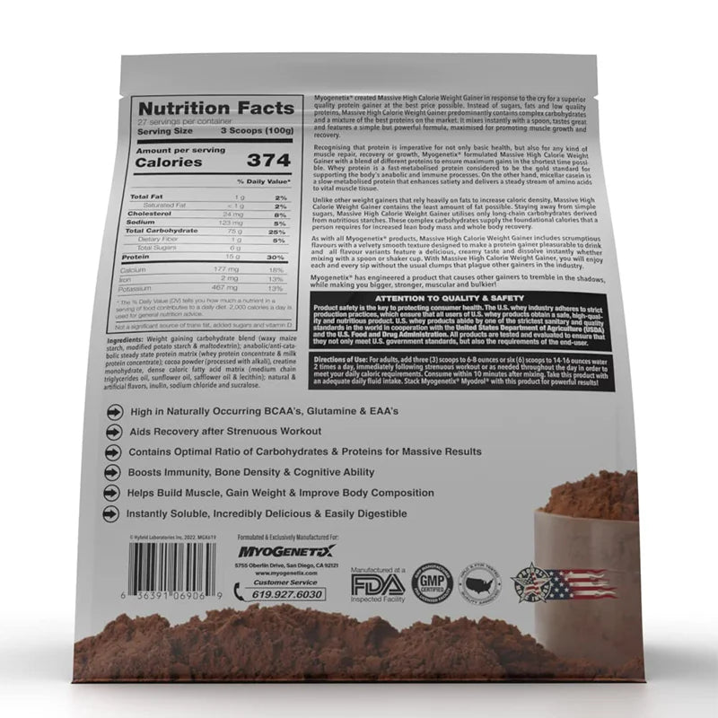 Myogenetix Massive High Calorie Weight Gainer, 6 lbs (Platinum Series)