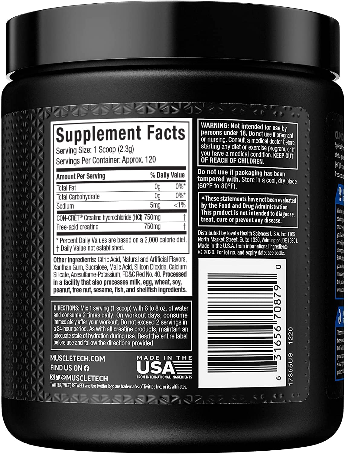 Muscletech Celltech Creactor HCL Creatine, 120 Servings, Fruit Punch - Muscletech -