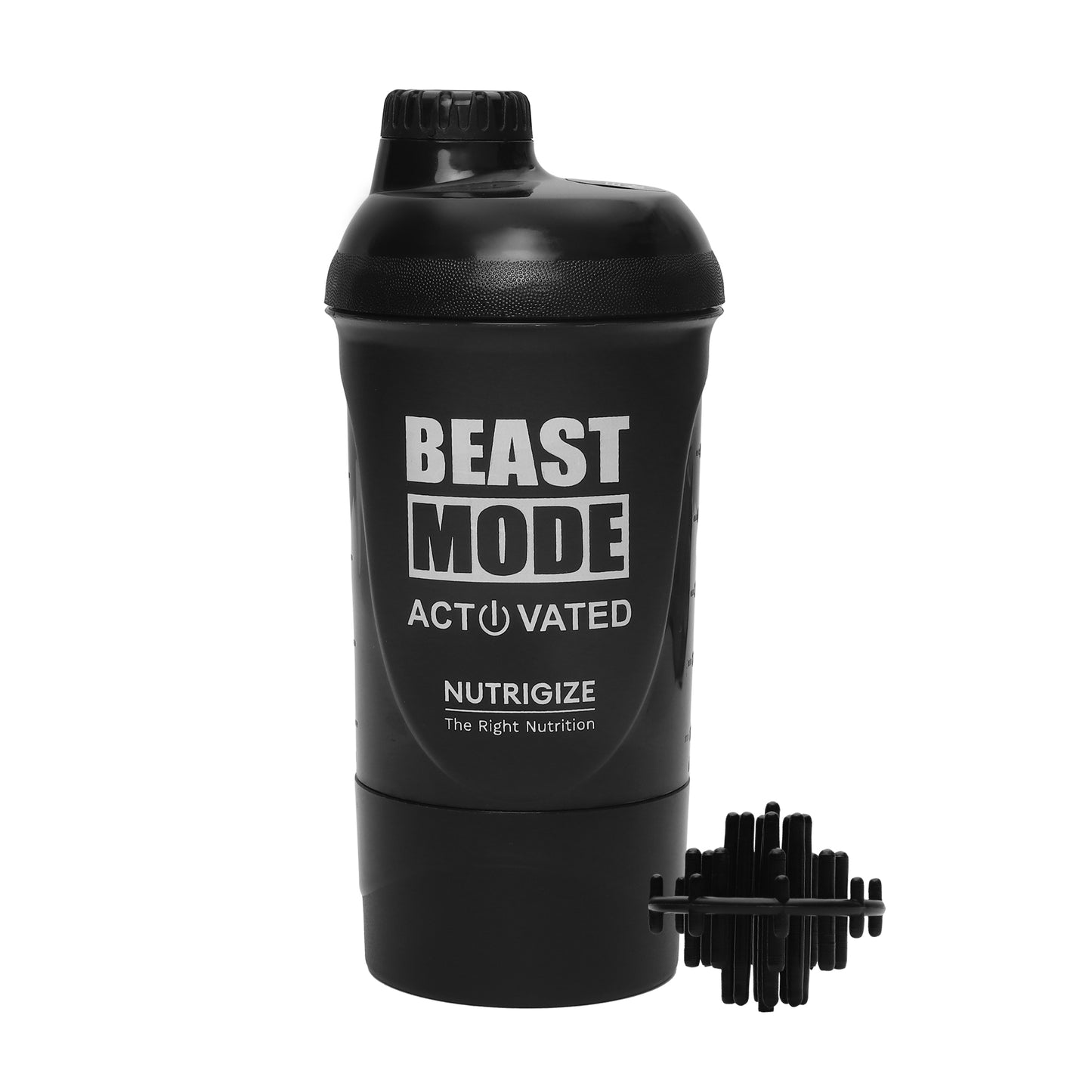 Nutrigize Screw cap with compartment, Leakproof Protein Shaker 600ml