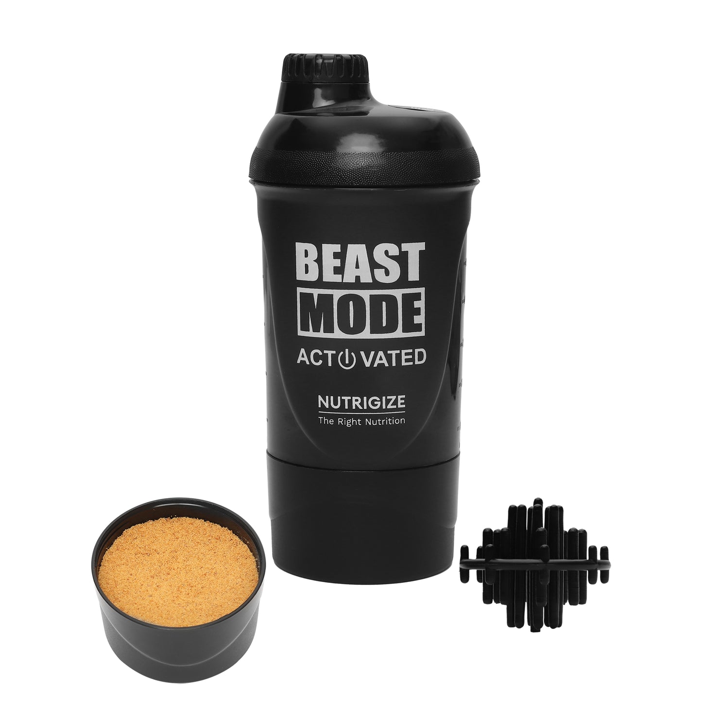 Nutrigize Screw cap with compartment, Leakproof Protein Shaker 600ml
