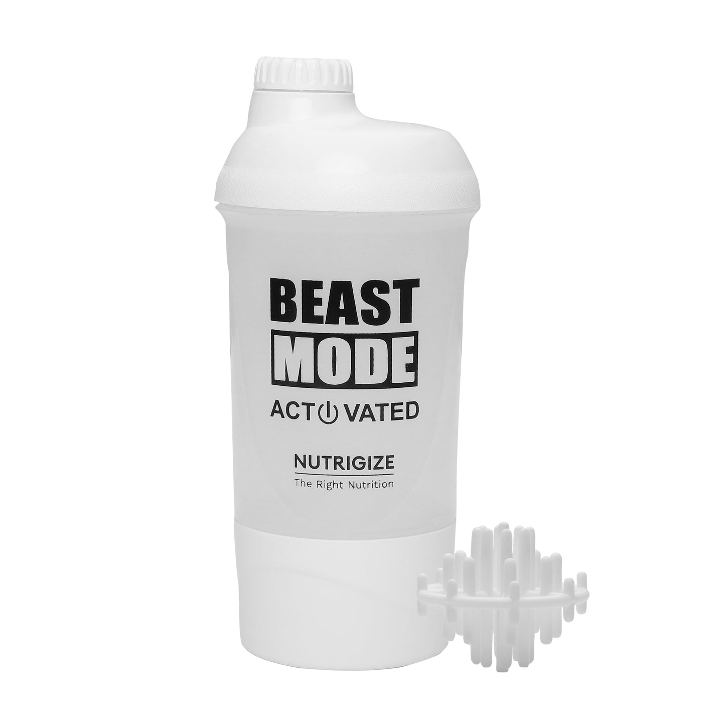 Nutrigize Screw cap with compartment, Leakproof Protein Shaker 600ml