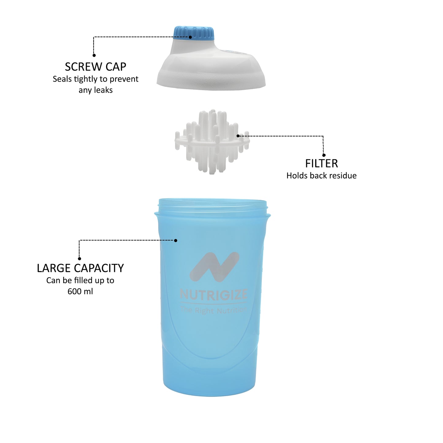 Nutrigize Screw cap, Leakproof Protein Shaker 700ml