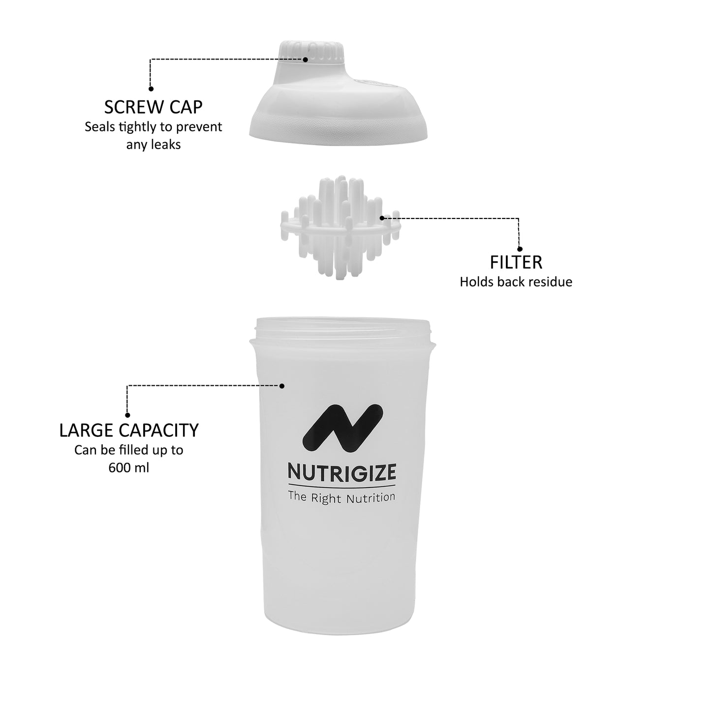 Nutrigize Screw cap, Leakproof Protein Shaker 700ml