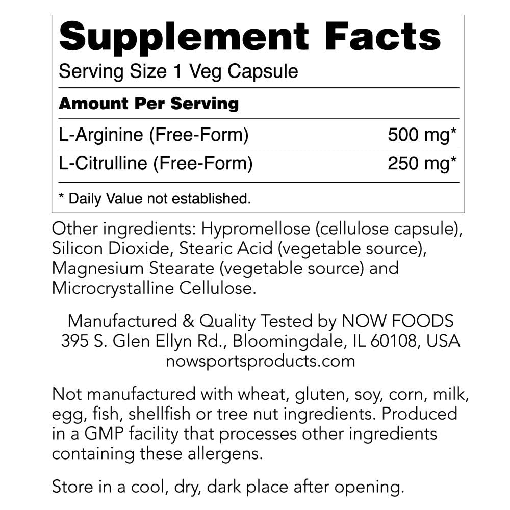 Now Foods Arginine and Citrulline, 120 Veg Capsules