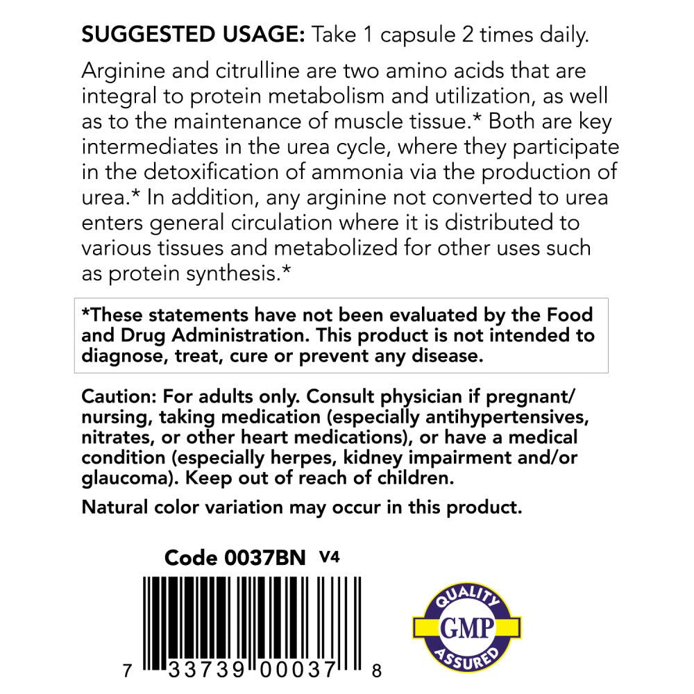 Now Foods Arginine and Citrulline, 120 Veg Capsules