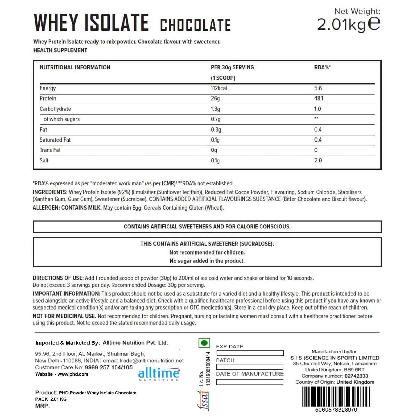 PhD Nutrition 100% Whey Isolate, 2.01 kg - PhD Nutrition -