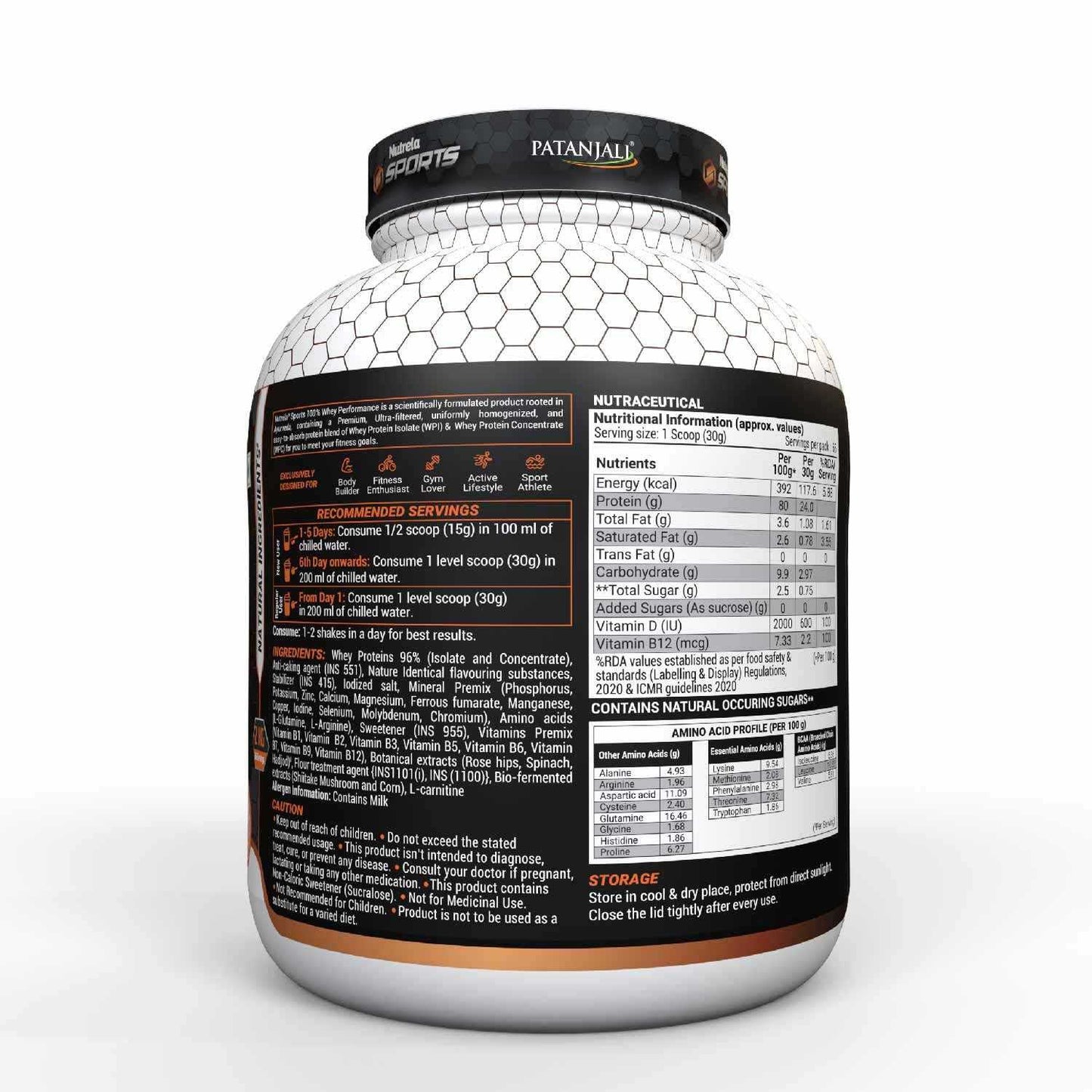 Patanjali 100% Whey Performance 2kg Supplement Facts