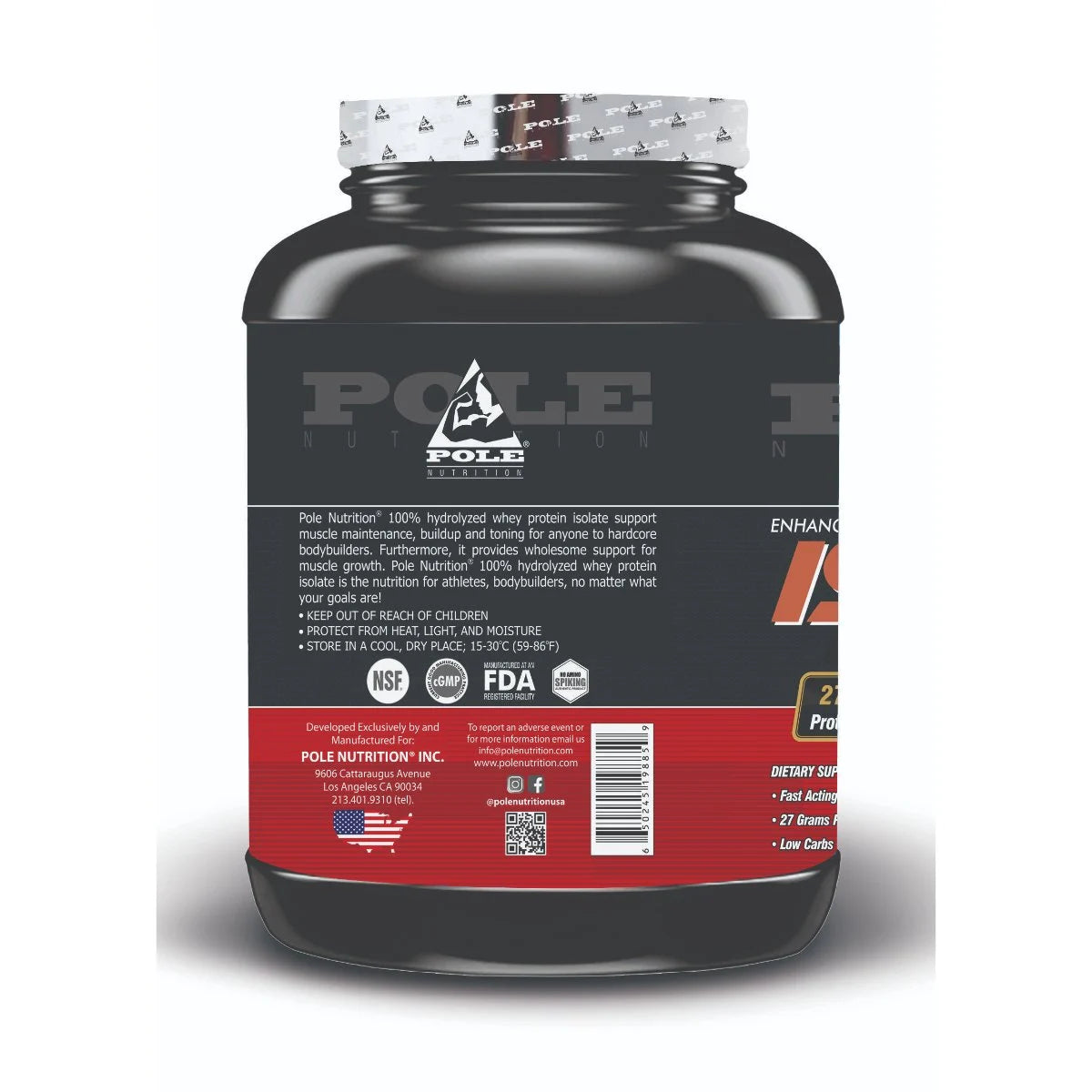 Pole Nutrition Isolate 100% Hydrolized Whey Protein, 5 lbs