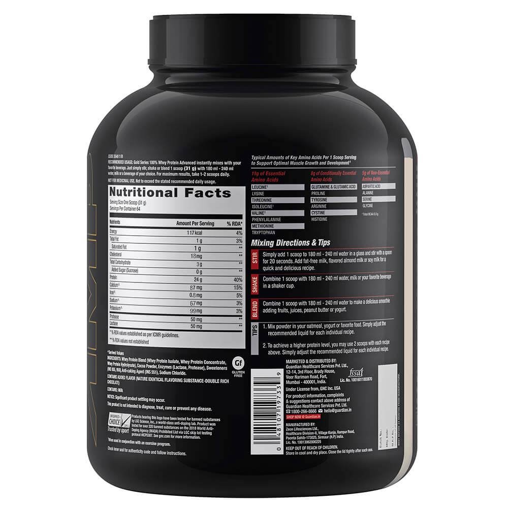 GNC AMP Gold Series 100% Whey Protein Advanced | Double Rich Chocolate - GNC -