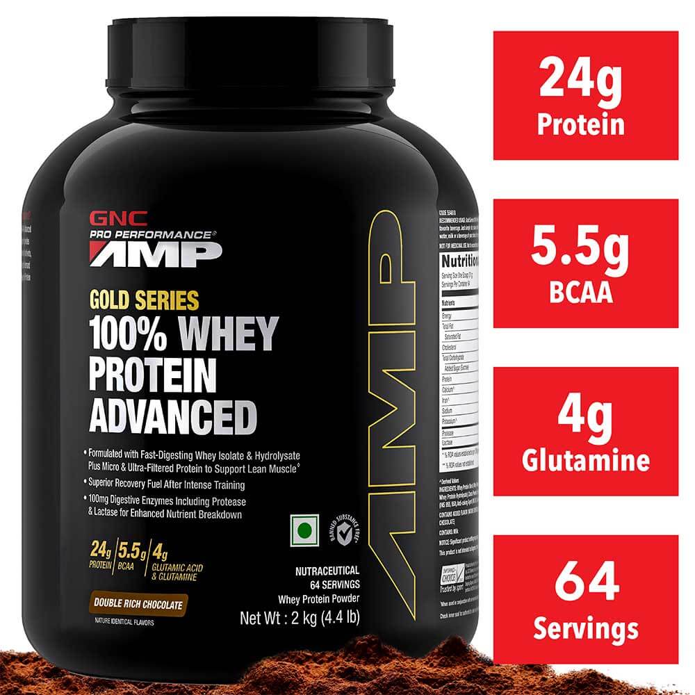 GNC AMP Gold Series 100% Whey Protein Advanced | Double Rich Chocolate - GNC -