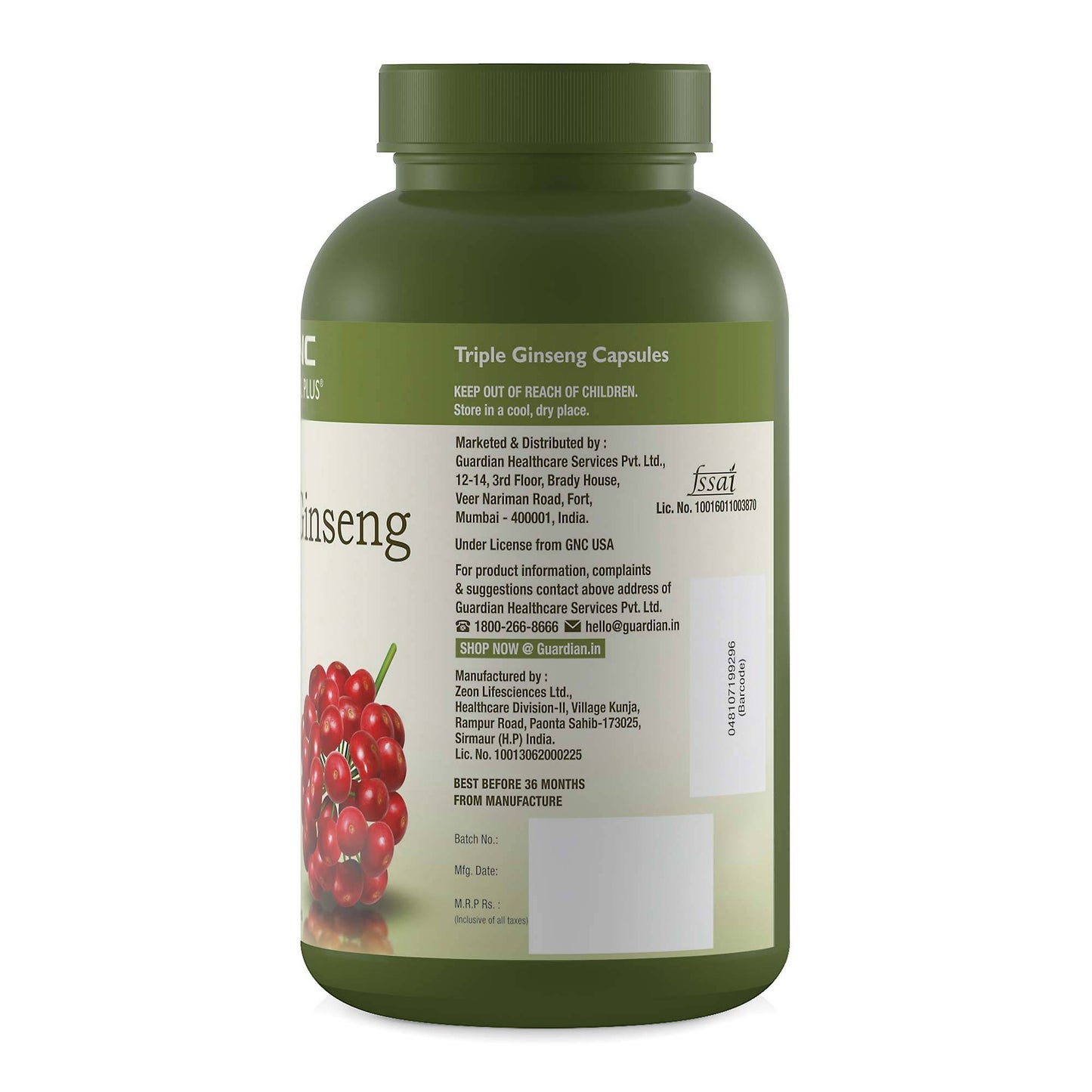 GNC Herbal Plus Triple Ginseng Root 90 Capsules - GNC -