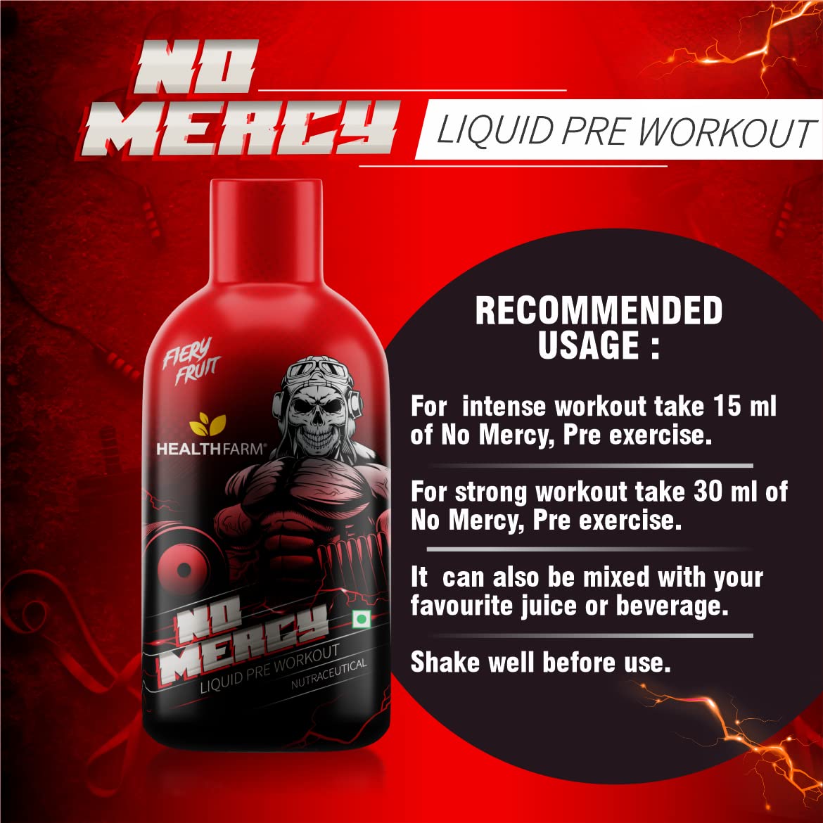 Healthfarm No Mercy liquid pre-workout 450ml