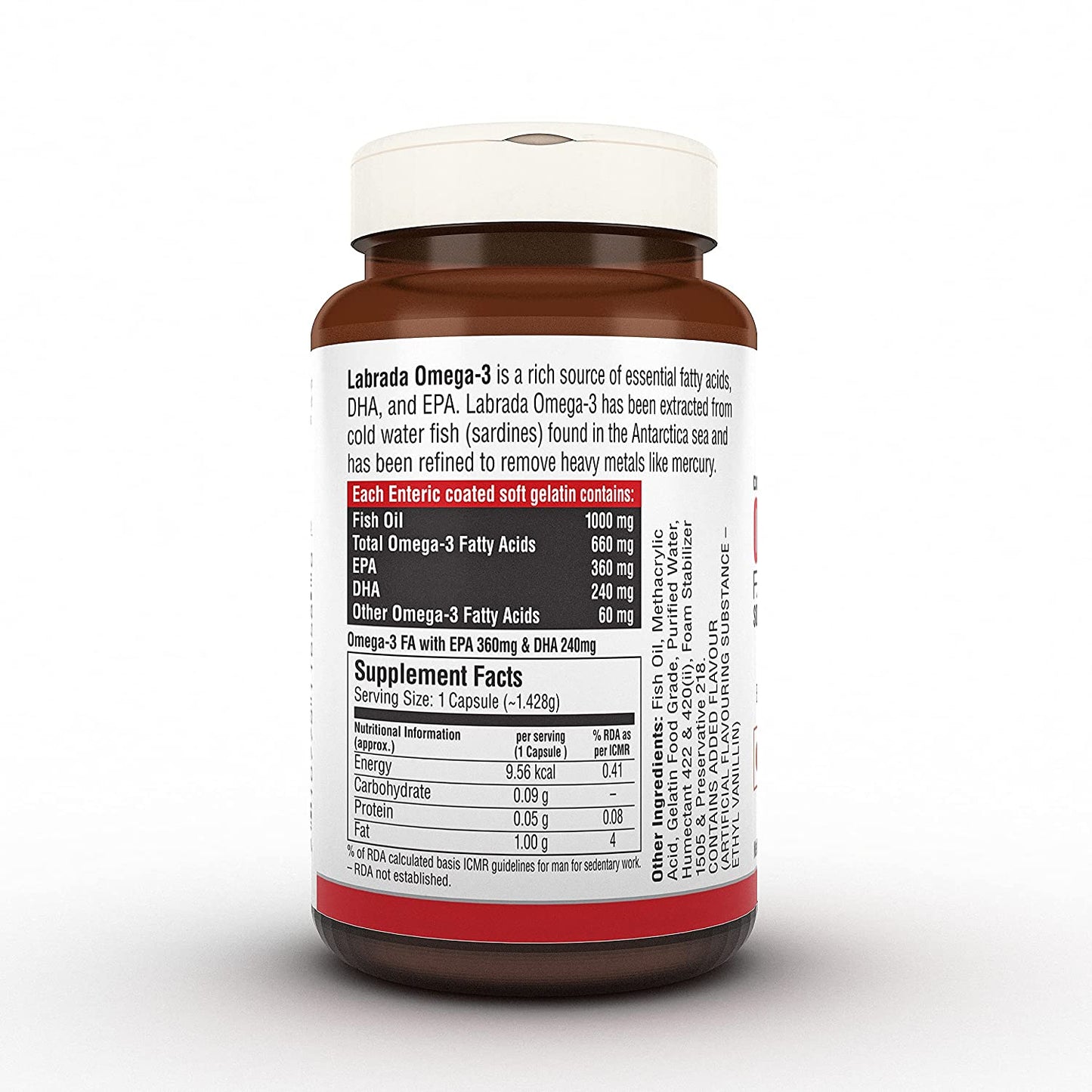 Labrada Double Strength OMEGA 3 Fatty Acid Enteric Coated - 60 Soft Gelatin Capsules