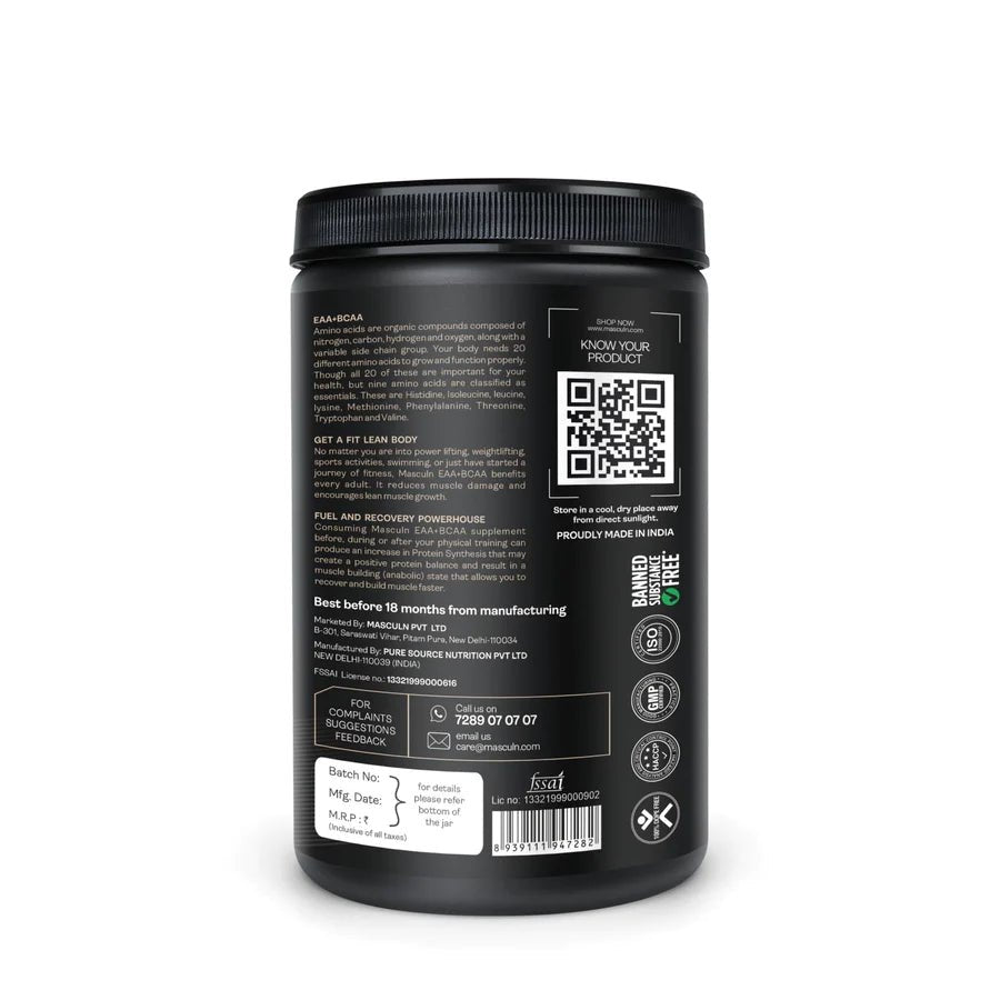 Masculn EAA+BCAA Muscle recovery Supplement for Men & Women, 300g - Masculn -