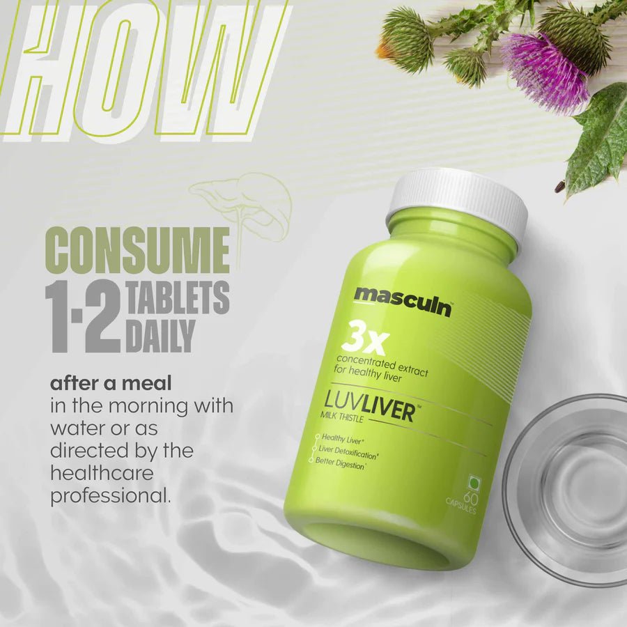 Masculn Liver Detox Supplement With Milk Thistle For Healthy Liver, 60 Capsules - Masculn -
