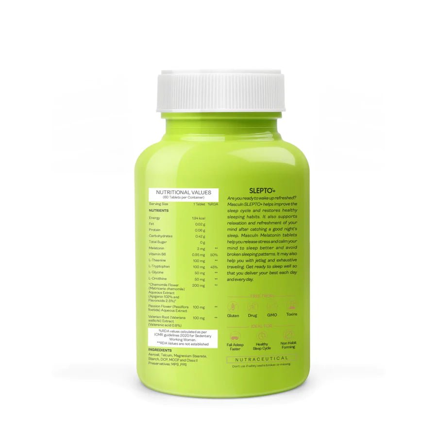 Masculn Slepto Plus Promotes Healthy Sleep Cycle, 60 Tablets - Masculn -