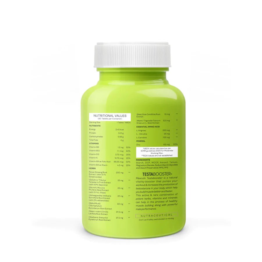 Masculn Testosterone Booster Supplement To Enhance Stamina For Men | 60 Tablets - Masculn -