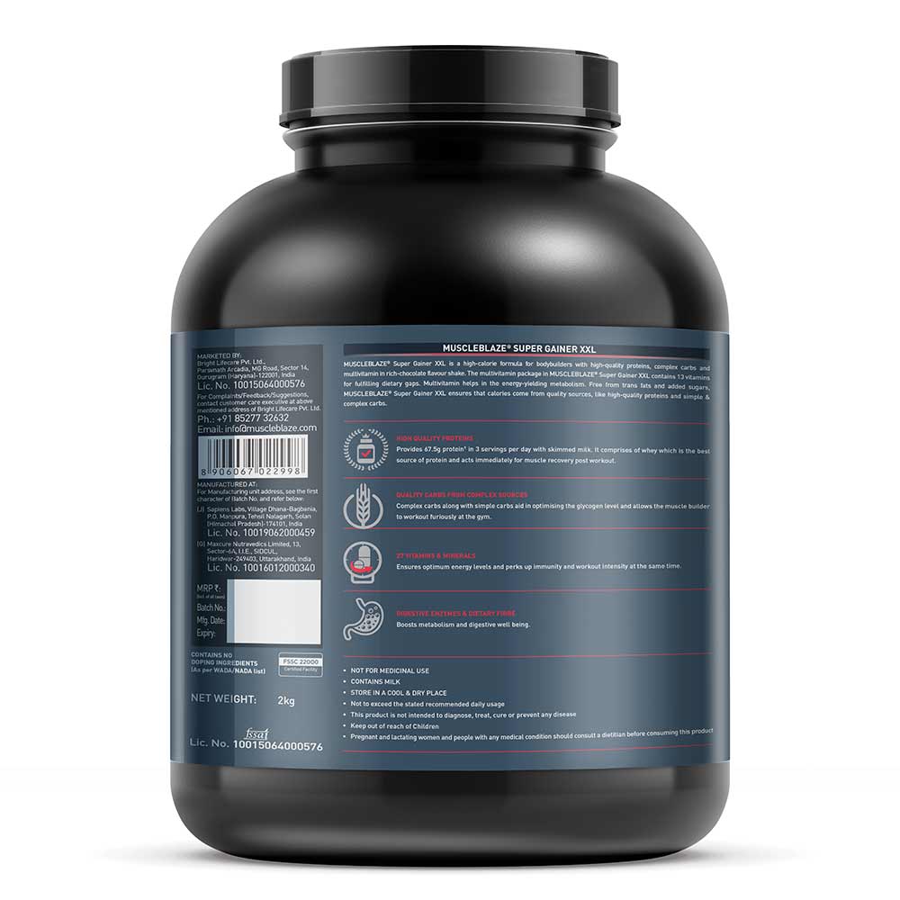 MuscleBlaze Super Gainer XXL, Chocolate - Muscleblaze -