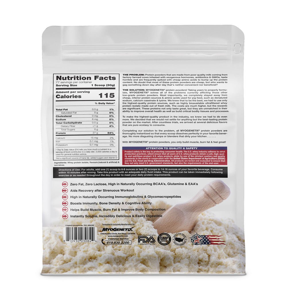 Myogenetix Whey Protein Isolate With Scan Verify 5lbs (2.27kg) - Myogenetix -