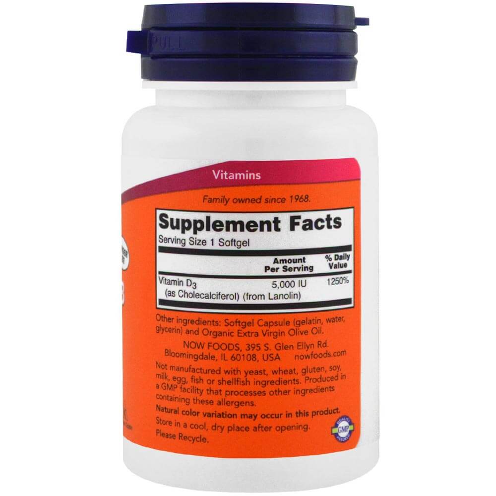 Now Vitamin D3 (5000 IU), 240 softgels