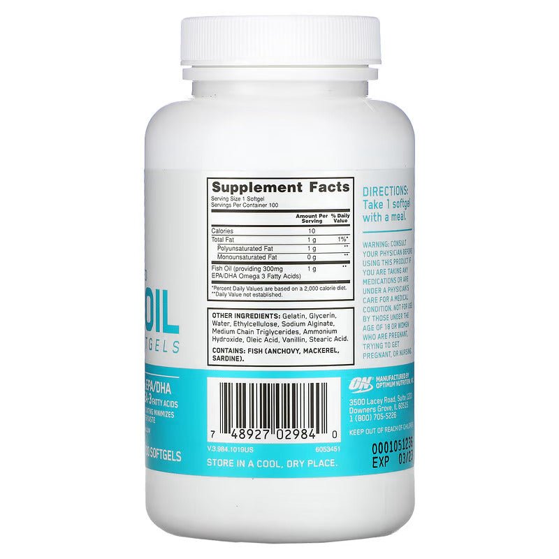 Optimum Nutrition (ON) Enteric-Coated Fish Oil Softgels - Optimum Nutrition - ON_FishOil_100