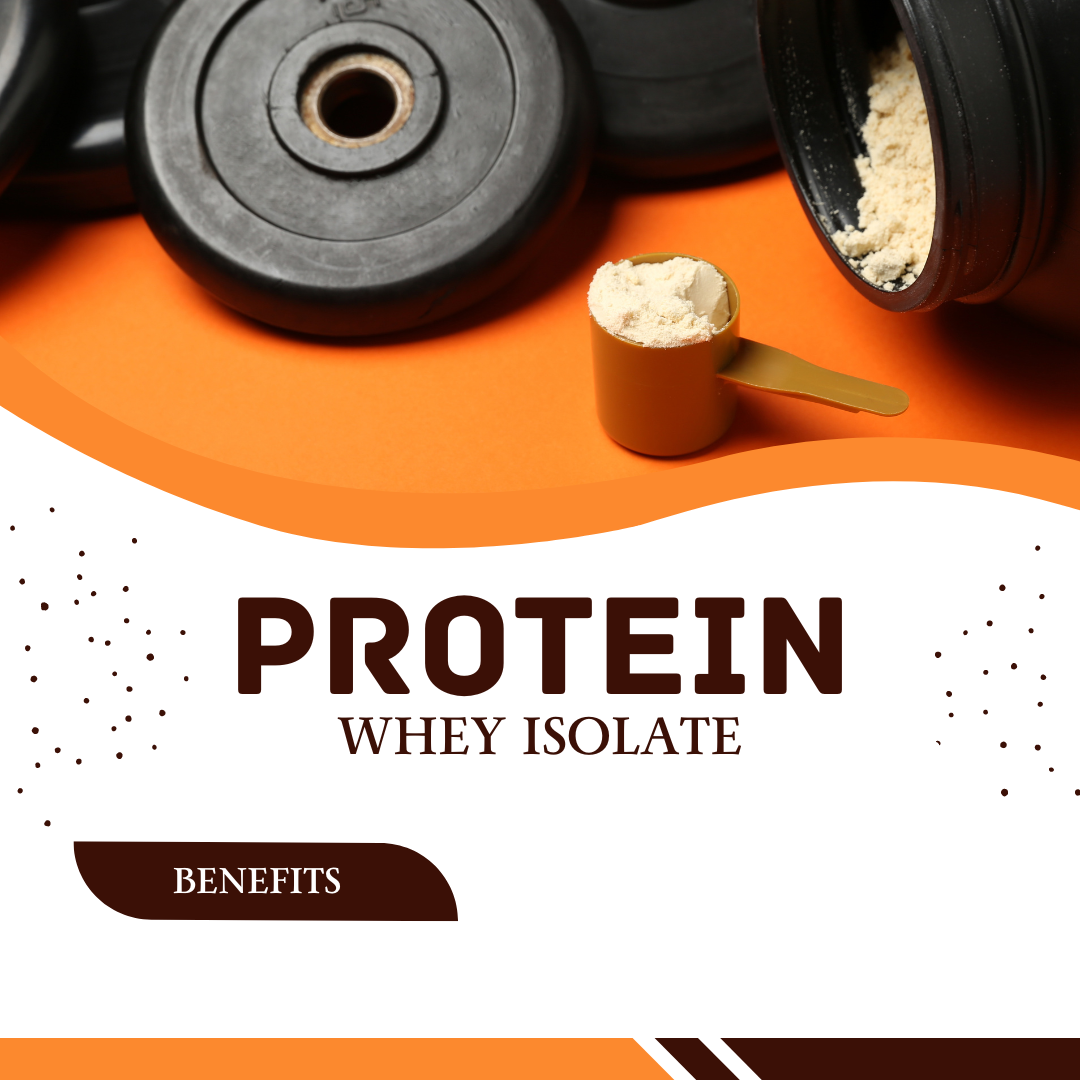 whey protein isolate powder with dumbbells 