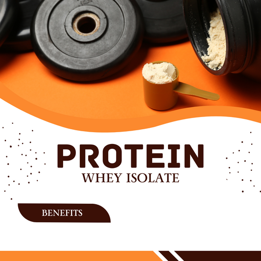 whey protein isolate powder with dumbbells 