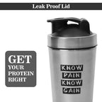 Nutrigize 590ml Stainless Steel Shaker Bottle for Protein & Supplements | Leakproof Gym Shaker
