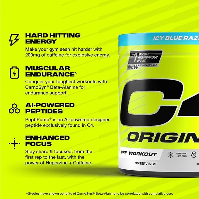 Cellucor C4 Original Pre-Workout – 50 Servings | Energy & Focus Formula