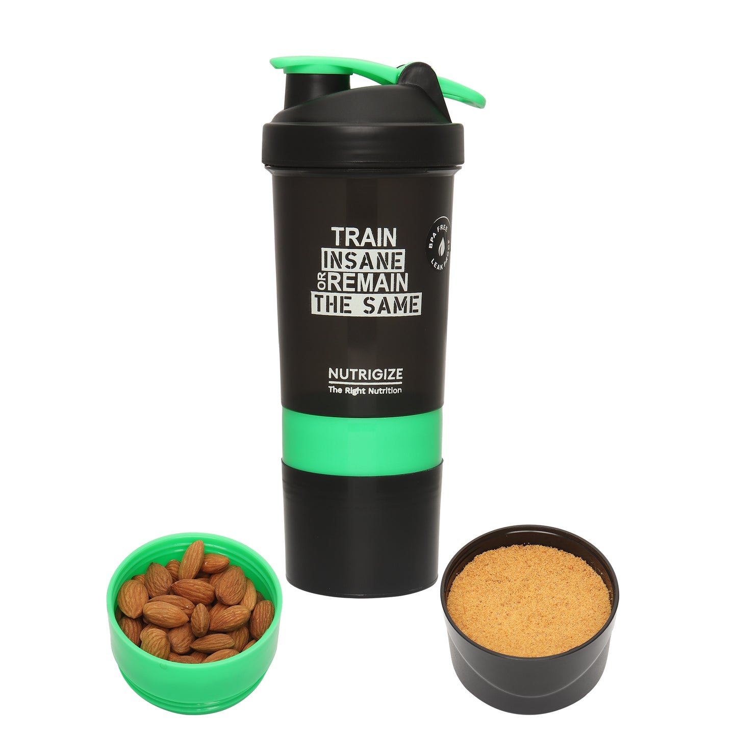 Nutrigize Protein Shaker bottle with 2 extra storage compartment (600 ml)