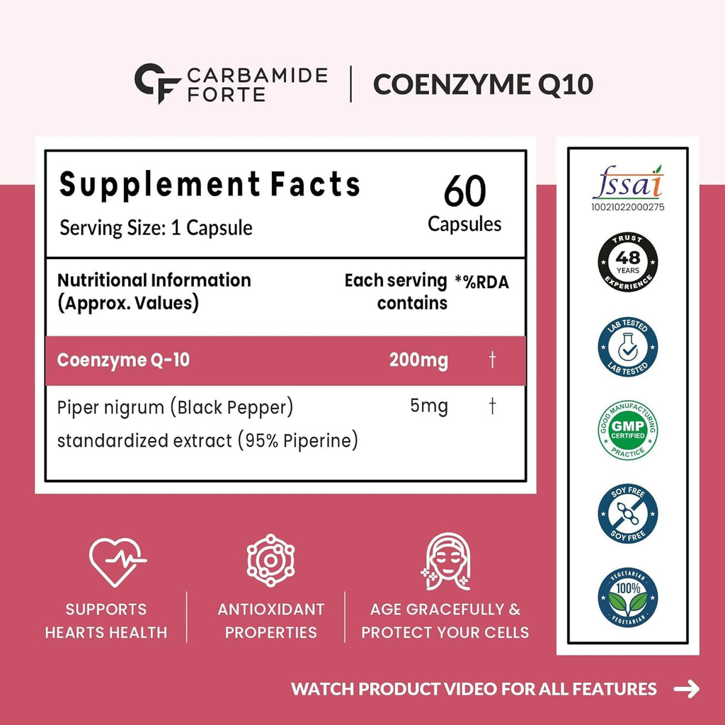 Carbamide Forte Coenzyme Q10, 200mg with piperine, 60 Capsules