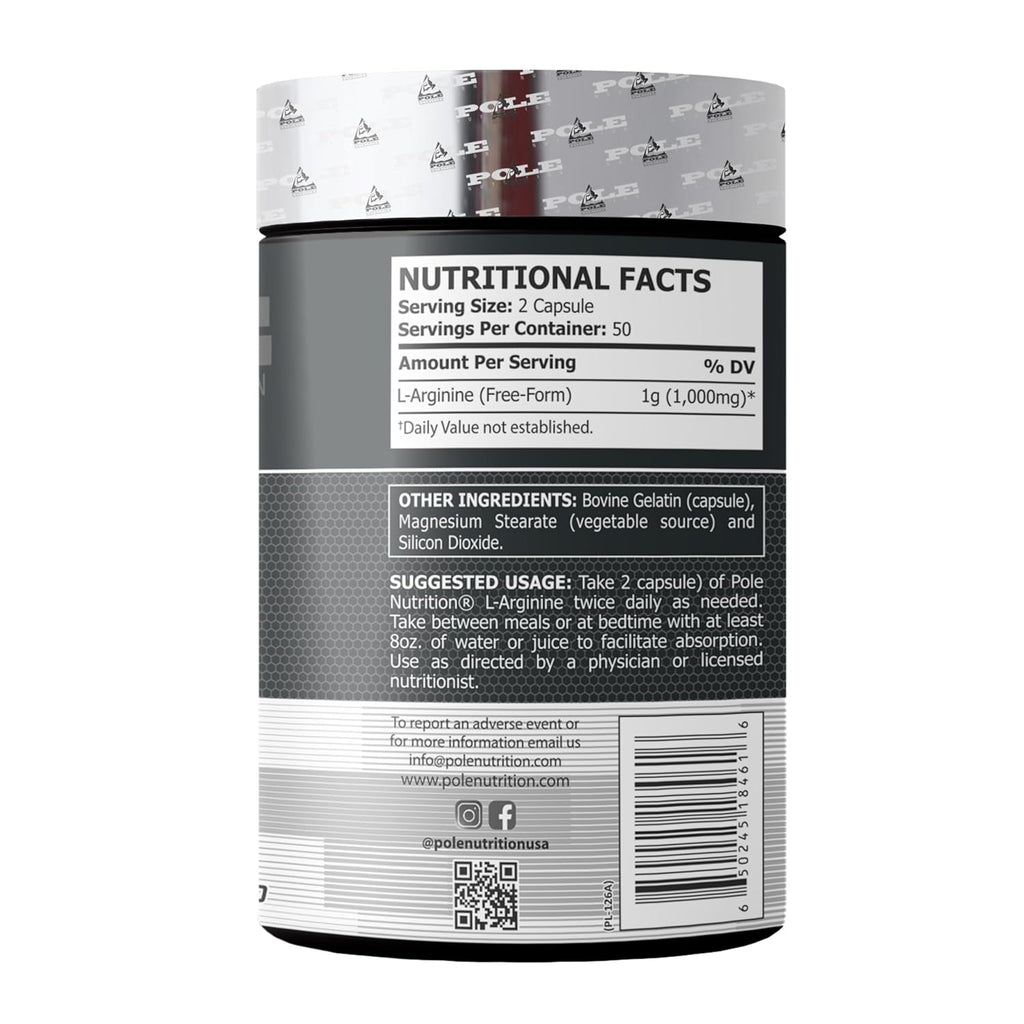 Pole Nutrition L Arginine 500mg, 100 capsules