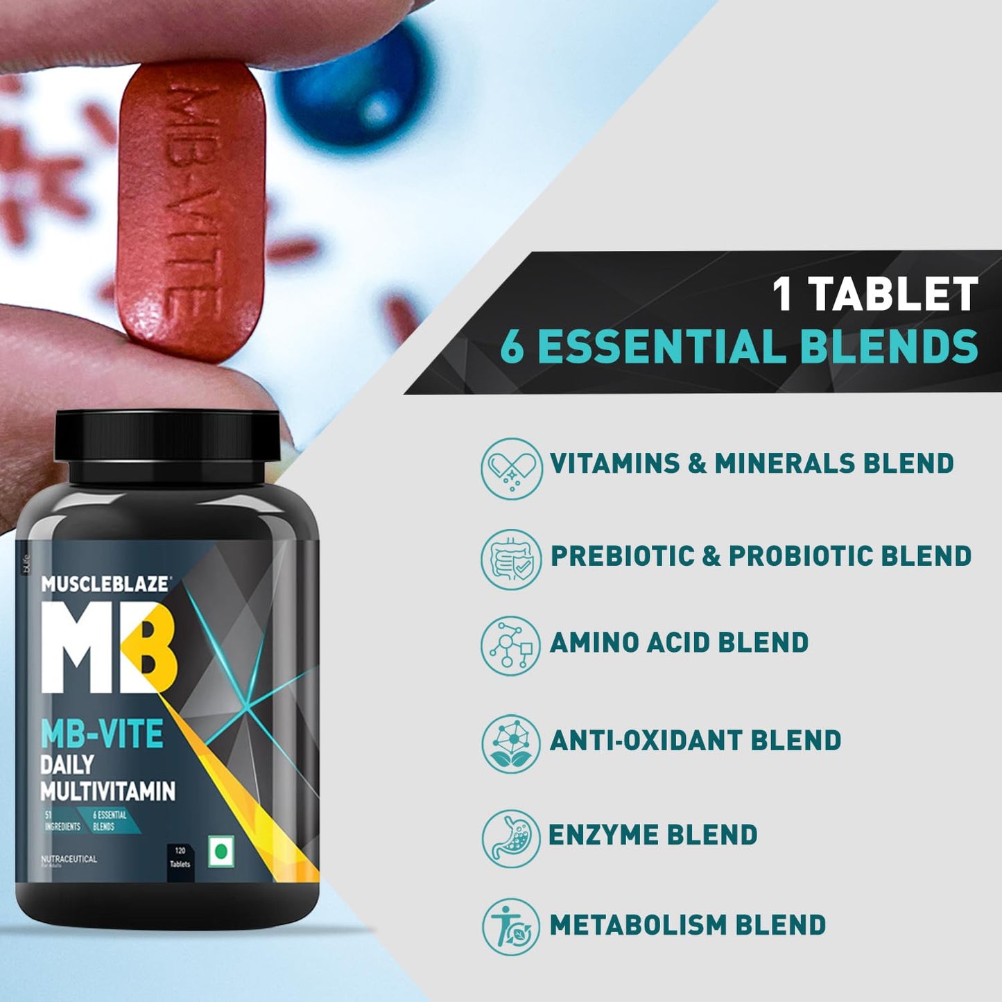 MuscleBlaze MB-Vite Daily Multivitamin, 120 Tablets