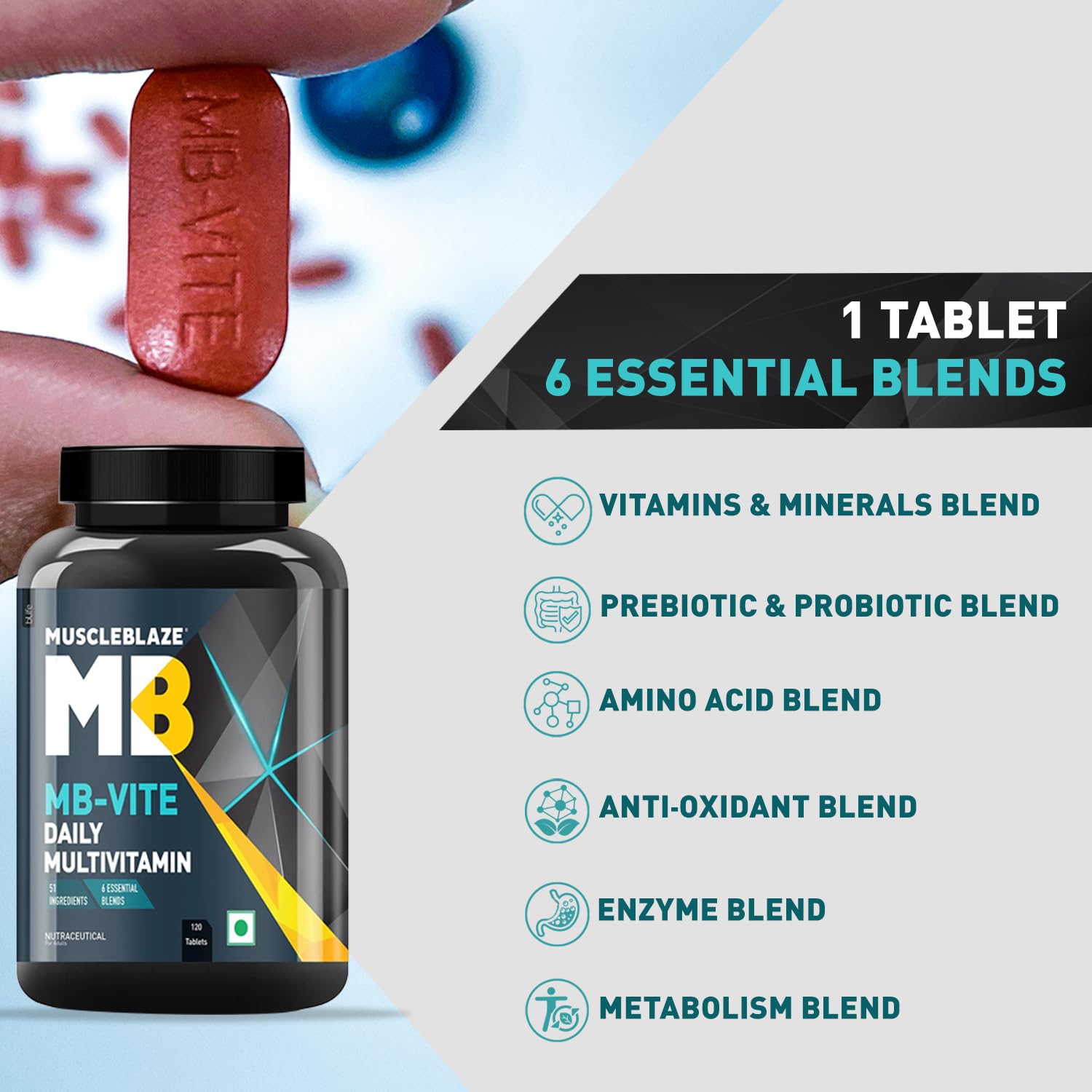 MuscleBlaze MB-Vite Daily Multivitamin, 120 Tablets