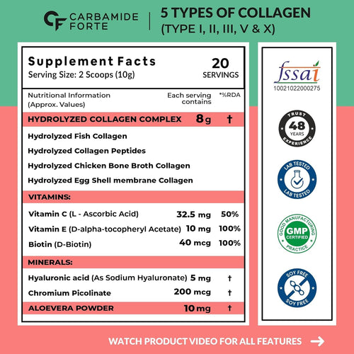 Carbamide Forte Multi Collagen for skin, 200gm, Watermelon